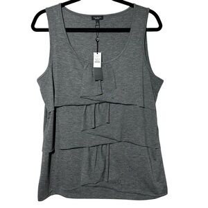 New TALBOTS Tiered Ruffle Sleeveless Tank Top Layering Grey Soft size L